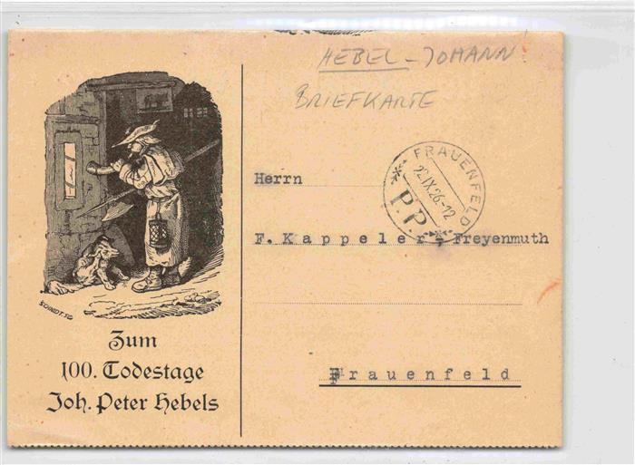 HEBEL Johann Peter Briefkarte zum 100 Todestag