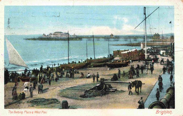 BRIGHTON  East Sussex UK Bathing Place and West Pier