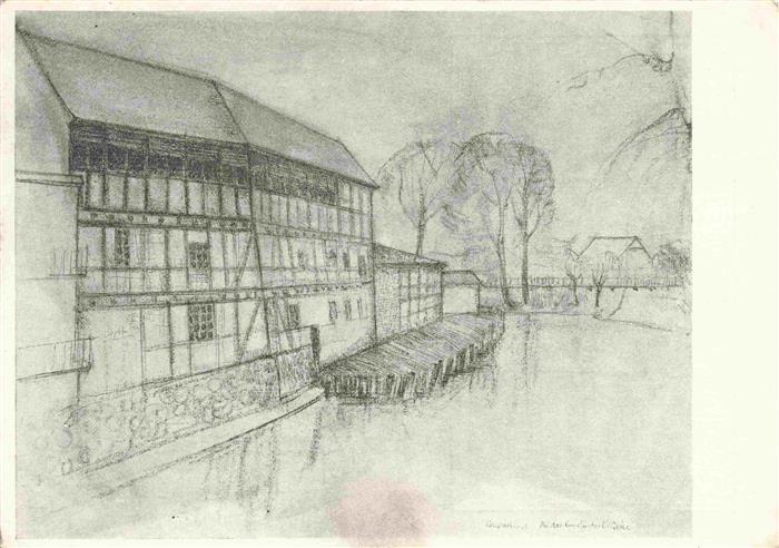 Uelzen Lueneburger Heide Hannover An der Gudestorbruecke Zeichnung Bezugsgeld Qu