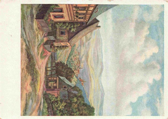 Erla Schwarzenberg Sachsen Abstieg von Erla nach Schwarzenberg Kuenstlerkarte