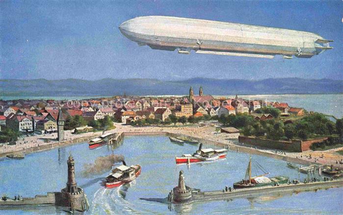 LINDAU  Bodensee Zeppelin ueber Lindau