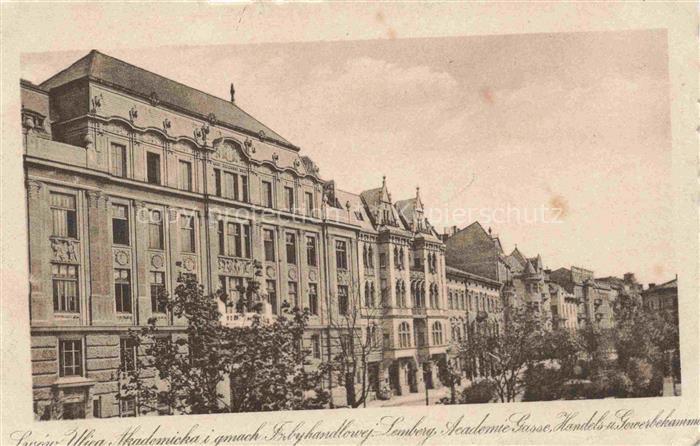 Lemberg  Lwow Lviv UA Academie Gasse Handels und Gewerbekammer