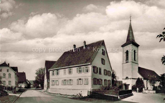 Dormettingen BW Ortspartie mit Kirche