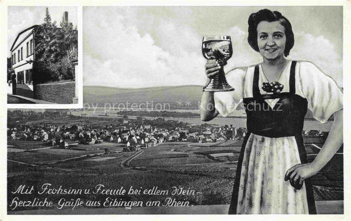 Eibingen Ruedesheim Rhein Panorama Gasthaus Krancher Trachtenmaedchen