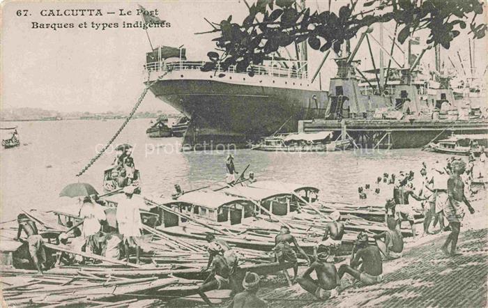 Calcutta India Le Port Barques et types indigenes