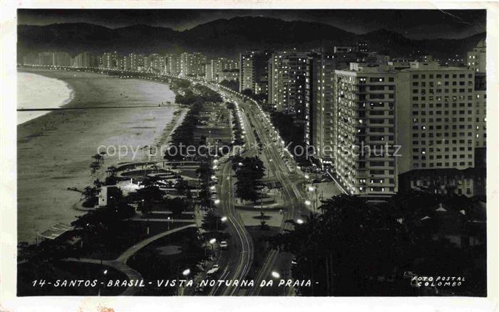 Santos Sao Paulo Brazil Vista noturna da Praia