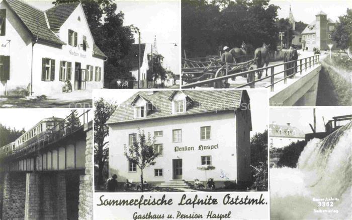 Lafnitz Steiermark AT Gasthaus Pension Haspel Bruecke Eisenbahn Wasserfall