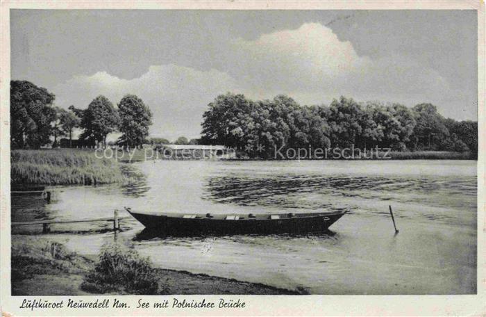 Neuwedell Pommern Drawno PL See mit Polnischer Bruecke