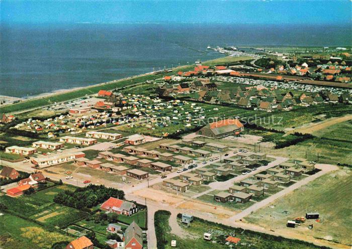 Norddeich  Norden Nordseebad Ferienhaeuser und Zeltplatz Fliegeraufnahme