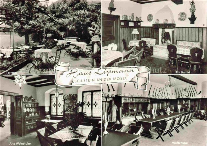 Beilstein Mosel Gaststaette Haus Lipmann Terrasse Am Kamin Alte Weinstube Watten