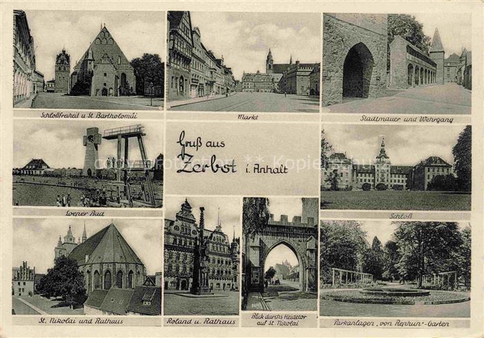 Zerbst Schlossfreiheit und Bartholomae Markt Stadtmauer Wehrgang Loeper Bad Schl
