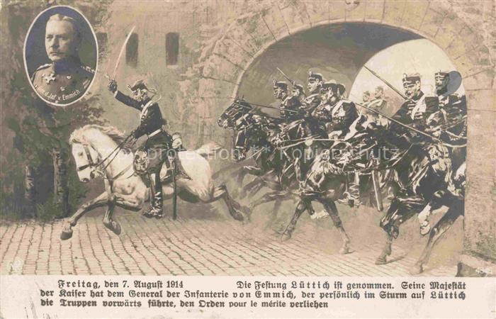 Luettich LIEGE Luik Belgie Sturm der Festung Luettich durch General von Emmich