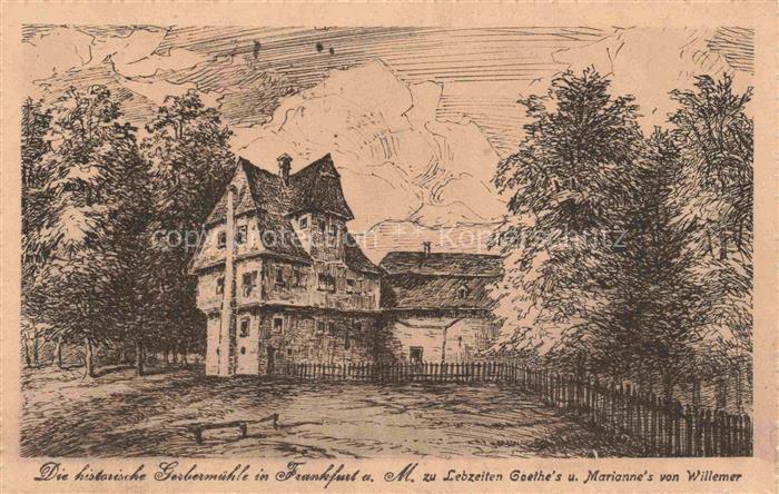 FRANKFURT AM MAIN Historische Gerbermuehle zu Lebzeiten Goethes und Mariannes vo