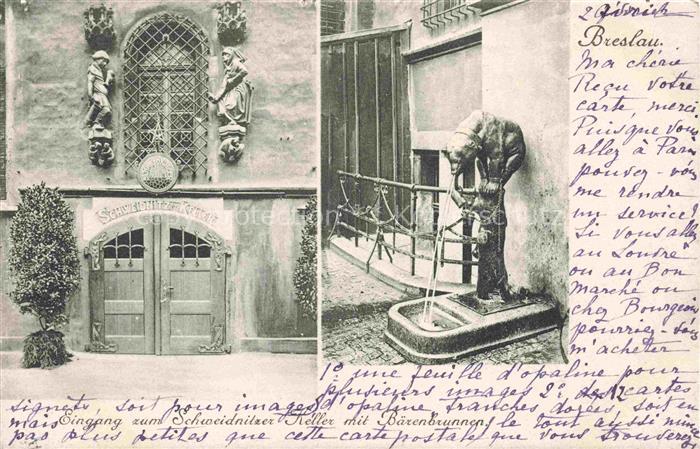Breslau WROCLAW PL Eingang zum Schweidnitzen Keller mit Baerenbrunnen