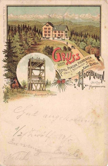 Hochblauen Badenweiler Hotel Pension Hochblauen Aussichtsturm Alpenpanorama