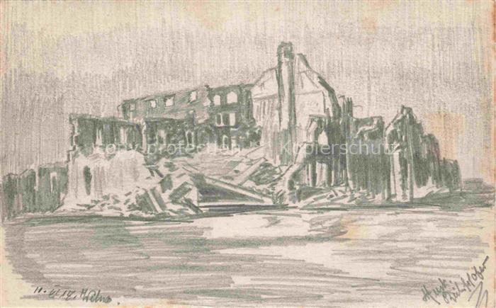 Wilna VILNIUS Wilno Lithuania Zerstoertes Gebaeude Zeichnung