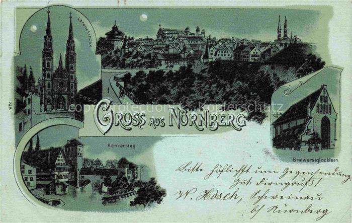 NueRNBERG  CITY Lorenzkirche Henkersweg Panorama Bratwurstgloecklein