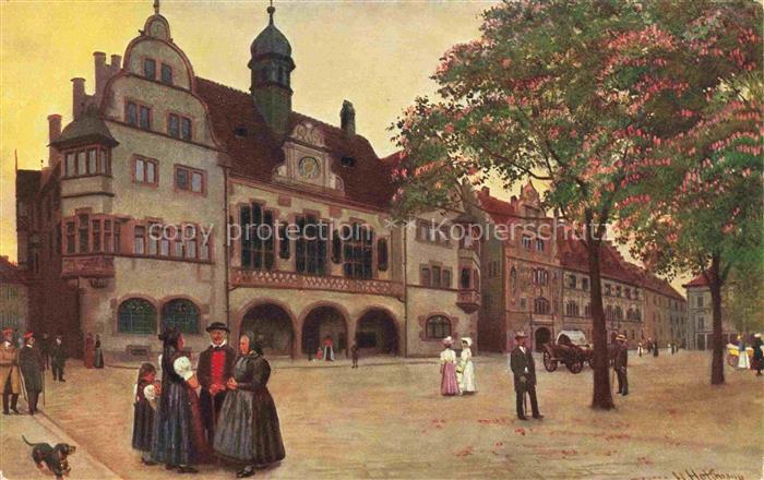 Hoffmann  Heinrich Kuenstlerkarte Sueddeutschland Alsace Freibutg i.Br. Das alte