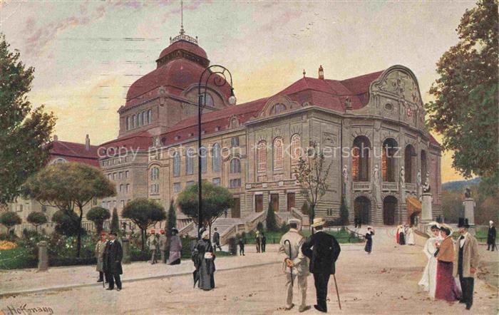 Hoffmann  Heinrich Kuenstlerkarte Sueddeutschland Alsace Das neue Theater in Fre