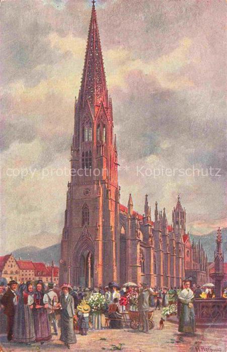 Hoffmann  Heinrich Kuenstlerkarte Sueddeutschland Alsace Freiburg i. Br. Muenste