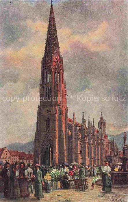 Hoffmann  Heinrich Kuenstlerkarte Sueddeutschland Alsace Freiburg i. Br. Muenste