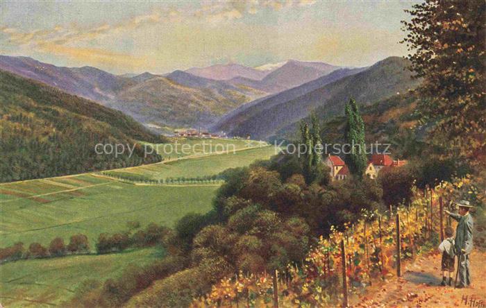 Hoffmann  Heinrich Kuenstlerkarte Sueddeutschland Alsace Guenterstal bei Freibur
