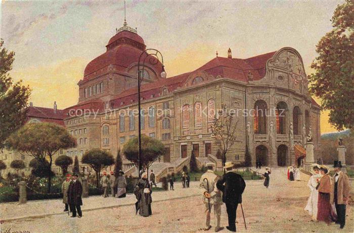 Hoffmann  Heinrich Kuenstlerkarte Sueddeutschland Alsace Das neue Theater in Fre