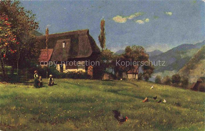 Hoffmann  Heinrich Kuenstlerkarte Sueddeutschland Alsace Schwarzwaldhaus auf der