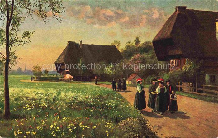 Hoffmann  Heinrich Kuenstlerkarte Sueddeutschland Alsace Sonntag Morgen