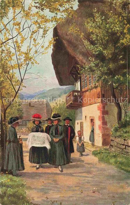 Hoffmann  Heinrich Kuenstlerkarte Sueddeutschland Alsace Kindtaufe