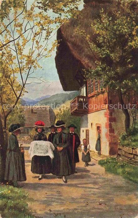 Hoffmann  Heinrich Kuenstlerkarte Sueddeutschland Alsace Kindtaufe