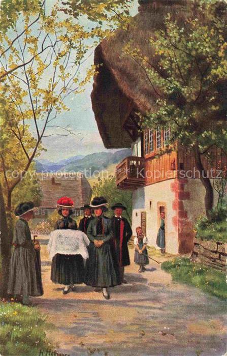 Hoffmann  Heinrich Kuenstlerkarte Sueddeutschland Alsace Kindtaufe