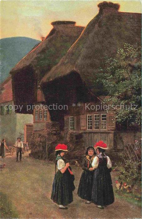 Hoffmann  Heinrich Kuenstlerkarte Sueddeutschland Alsace Dorfstrasse in Butach