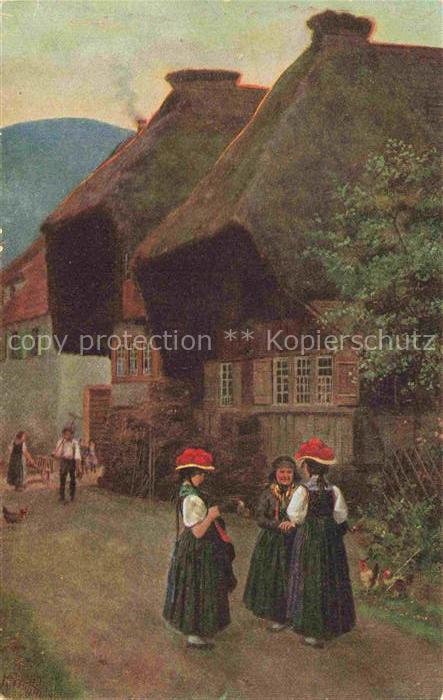 Hoffmann  Heinrich Kuenstlerkarte Sueddeutschland Alsace Dorfstrasse im Schwarzw