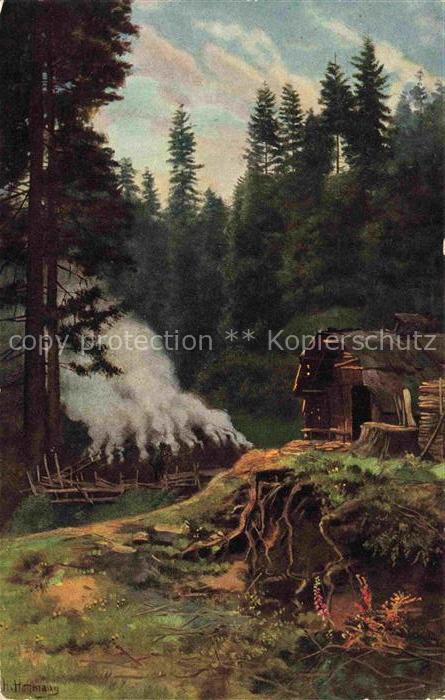 Hoffmann  Heinrich Kuenstlerkarte Sueddeutschland Alsace Koehler im Schwarzwald
