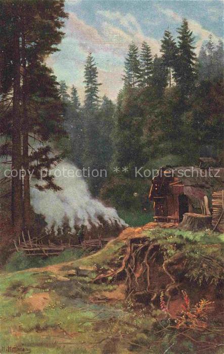 Hoffmann  Heinrich Kuenstlerkarte Sueddeutschland Alsace Koehler im Schwarzwald
