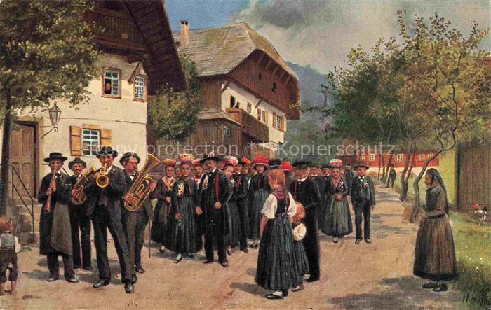 Hoffmann  Heinrich Kuenstlerkarte Sueddeutschland Alsace Hochzeit im Schwarzwald