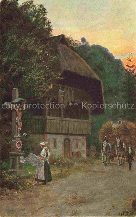 Hoffmann  Heinrich Kuenstlerkarte Sueddeutschland Alsace Heimkehr von der Ernte