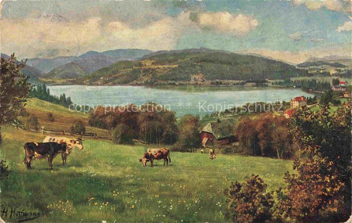 Hoffmann  Heinrich Kuenstlerkarte Sueddeutschland Alsace Titisee mit Feldberg