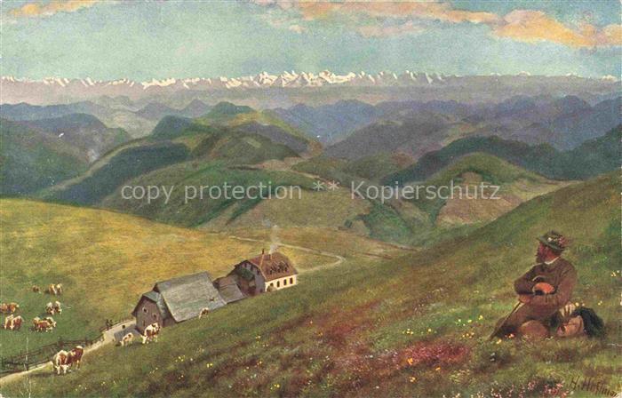 Hoffmann  Heinrich Kuenstlerkarte Sueddeutschland Alsace Bad Belchen mit Hotel u