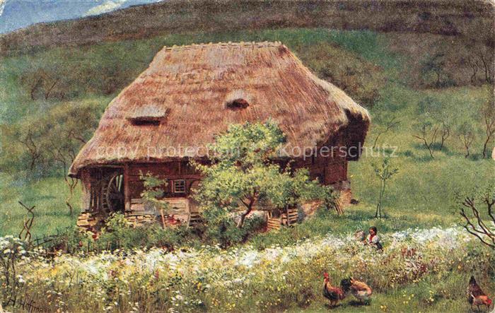Hoffmann  Heinrich Kuenstlerkarte Sueddeutschland Alsace Alte Muehle im Schwarzw