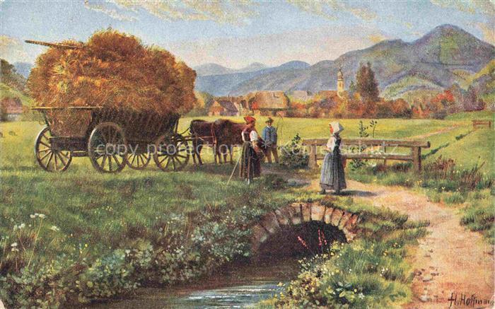 Hoffmann  Heinrich Kuenstlerkarte Sueddeutschland Alsace Erntesegen