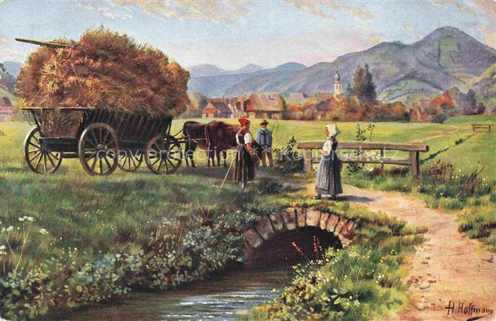 Hoffmann  Heinrich Kuenstlerkarte Sueddeutschland Alsace Erntesegen