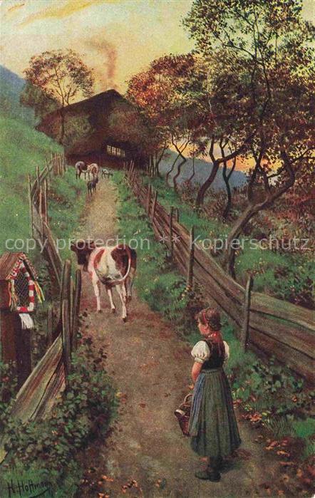 Hoffmann  Heinrich Kuenstlerkarte Sueddeutschland Alsace Am Abend