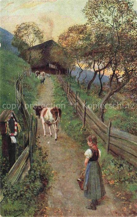 Hoffmann  Heinrich Kuenstlerkarte Sueddeutschland Alsace Am Abend
