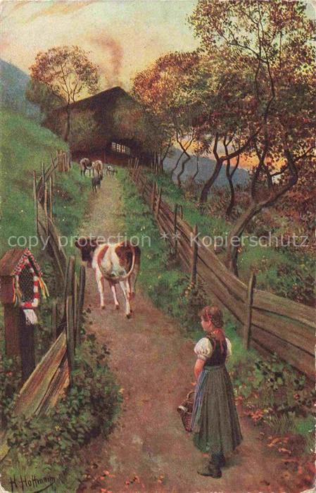 Hoffmann  Heinrich Kuenstlerkarte Sueddeutschland Alsace Am Abend