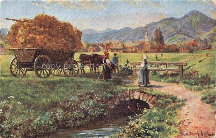 Hoffmann  Heinrich Kuenstlerkarte Sueddeutschland Alsace Erntesegen
