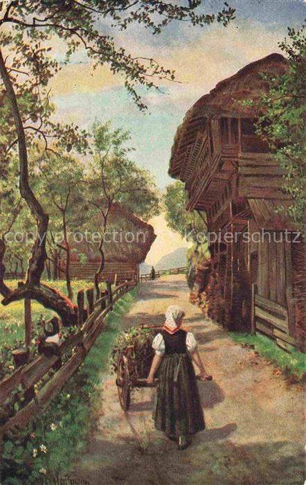 Hoffmann  Heinrich Kuenstlerkarte Sueddeutschland Alsace Dorfstrasse im Oberprec