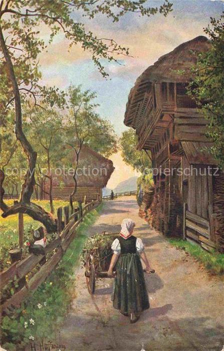 Hoffmann  Heinrich Kuenstlerkarte Sueddeutschland Alsace Dorfstrasse im Oberprec