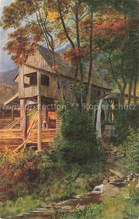 Hoffmann  Heinrich Kuenstlerkarte Sueddeutschland Alsace Saegemuehle im Schwarzw